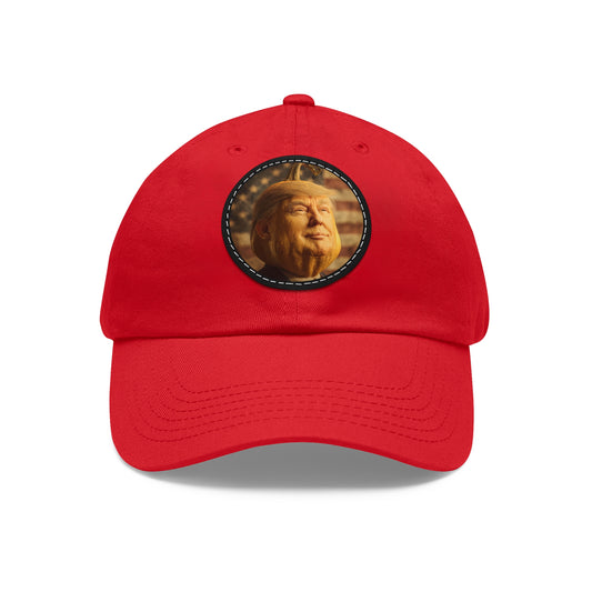 Dad Hat with Leather Patch (Round)